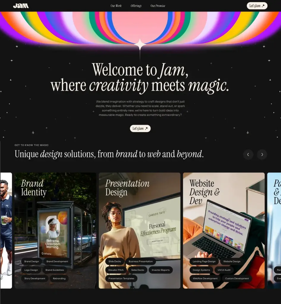Jam creative agency website