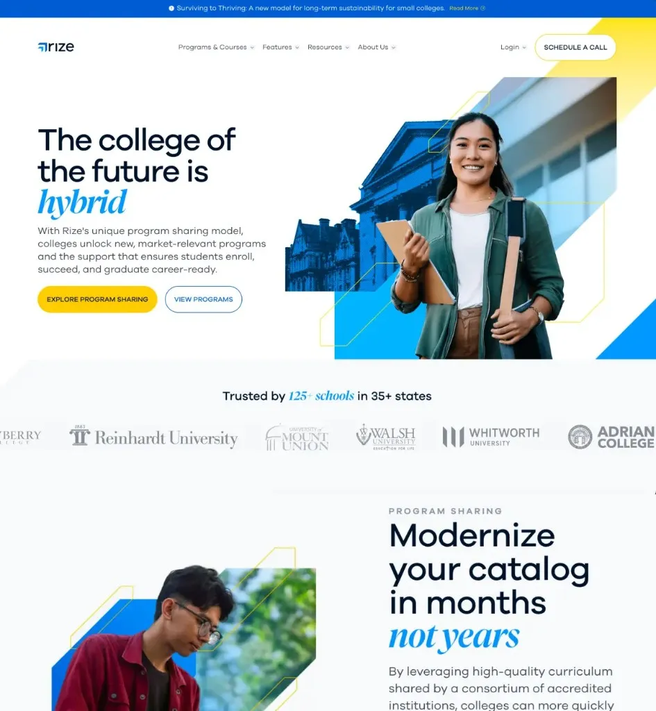Rize Education marketing site
